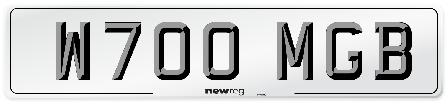 W700 MGB Number Plate from New Reg